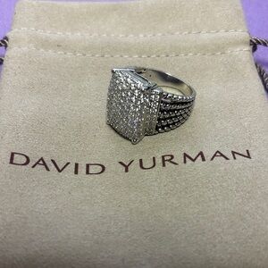 David Yurman Silver Pavé Square Cocktail Ring